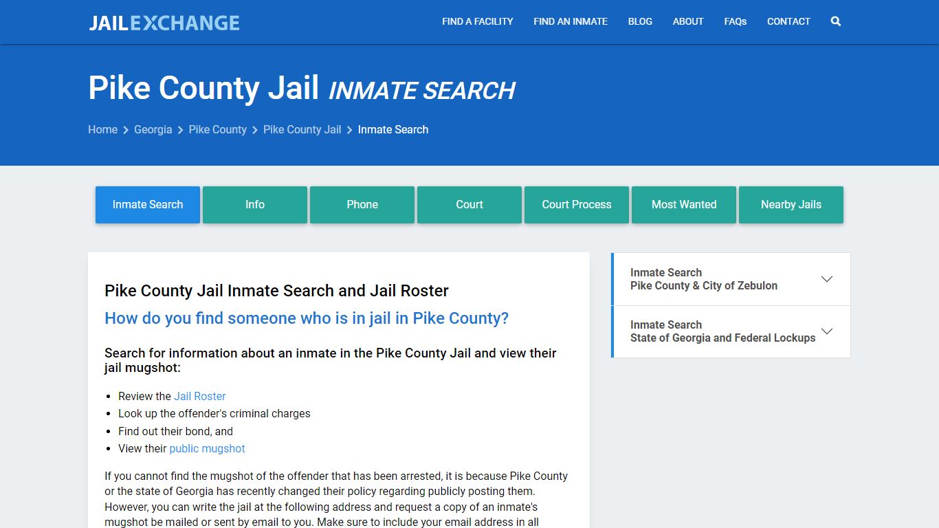 Inmate Search: Roster & Mugshots - Pike County Jail, GA